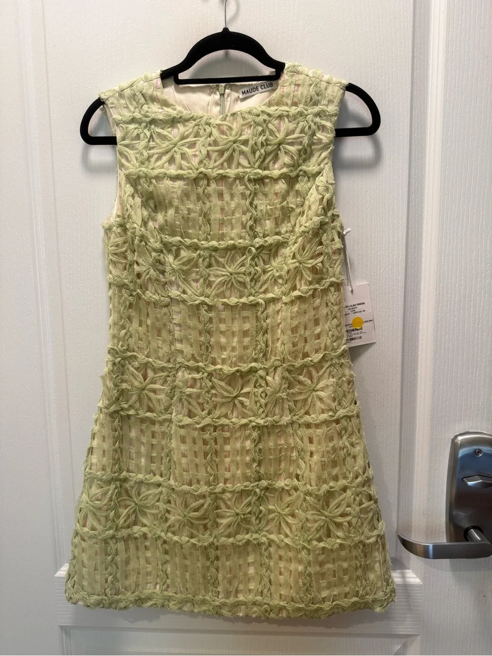Maude Club Sleeveless Lace Overlay A-Line Mini Dress - Light Green Size S NWT - Picture 2 of 5